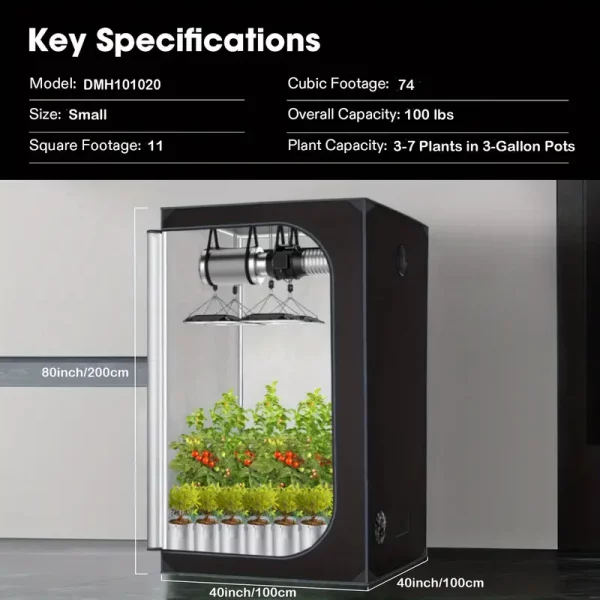 Homegood Premium Growbox 600D 100x100x200cm – Bild 3