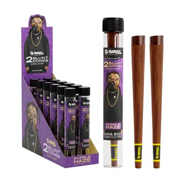 G-Rollz The Dog 2x Terpene Infused KS Herbal Blunt Cones - Purple Haze